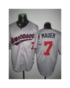 Twins #7 Joe Mauer Stitched Grey MLB Jersey