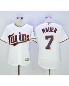 Twins #7 Joe Mauer White Flexbase Authentic Collection Stitched MLB Jersey
