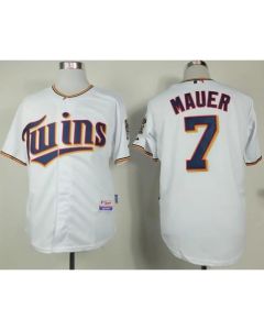 Twins #7 Joe Mauer White Home Cool Base Stitched MLB Jersey