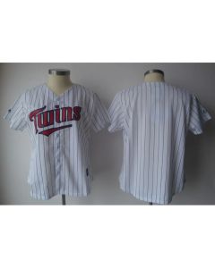 Twins Blank White With Blue Strip Lady Fashion Stitched MLB Jersey