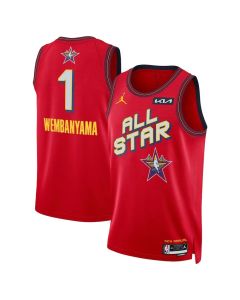 Unisex #1 Victor Wembanyama Red 2025 NBA All-Star Game Swingman Player Jersey (Red)
