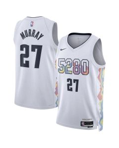 Unisex Denver Nuggets #27 Jamal Murray White 2024/25 Swingman City Edition Player Jersey (White)