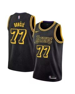 Unisex Los Angeles Lakers #77 Luka Doncic Black Swingman City Edition Jersey (Black)
