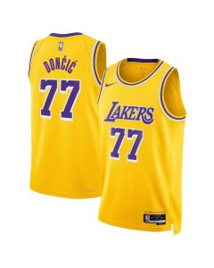 Unisex Los Angeles Lakers #77 Luka Doncic Gold Fast Break Replica Player Icon Edition Jersey (Gold)