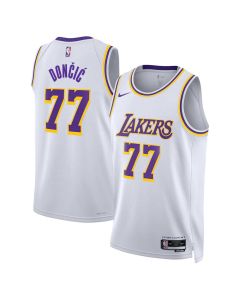 Unisex Los Angeles Lakers #77 Luka Doncic White Swingman City Edition Jersey (White)