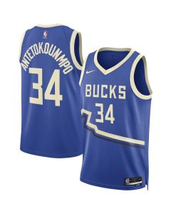 Unisex Milwaukee Bucks #34 Giannis Antetokounmpo Royal 2024/25 Swingman City Edition Player Jersey