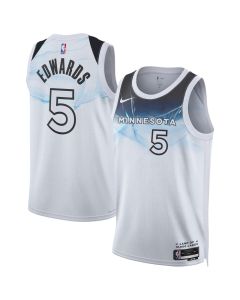 Unisex Minnesota Timberwolves #5 Anthony Edwards White 2024/25 Swingman City Edition Player Jersey (White)