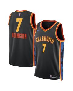 Unisex Oklahoma City Thunder #7 Chet Holmgren Black 2024/25 Swingman City Edition Player Jersey (Black)