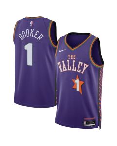 Unisex Phoenix Suns #1 Devin Booker Purple 2024/25 Swingman City Edition Player Jersey (Purple)