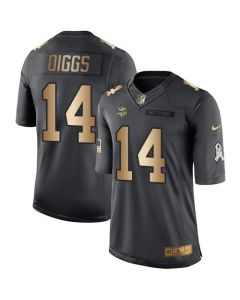 Vikings #14 Stefon Diggs Black Men's Stitched NFL Limited Gold Salute To Service Jersey