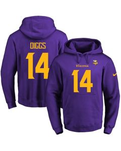 Vikings #14 Stefon Diggs Purple(Gold No.) Name & Number Pullover NFL Hoodie