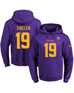 Vikings #19 Adam Thielen Purple(Gold No.) Name & Number Pullover NFL Hoodie