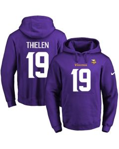 Vikings #19 Adam Thielen Purple Name & Number Pullover NFL Hoodie