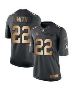 Vikings #22 Harrison Smith Black Men's Stitched NFL Limited Gold Salute To Service Jersey
