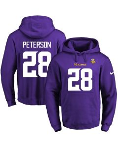 Vikings #28 Adrian Peterson Purple Name & Number Pullover NFL Hoodie