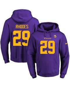 Vikings #29 Xavier Rhodes Purple(Gold No.) Name & Number Pullover NFL Hoodie