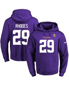Vikings #29 Xavier Rhodes Purple Name & Number Pullover NFL Hoodie