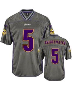 Vikings #5 Teddy Bridgewater Grey Men's Stitched NFL Elite Vapor Jersey