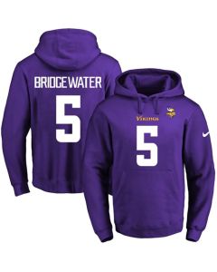 Vikings #5 Teddy Bridgewater Purple Name & Number Pullover NFL Hoodie