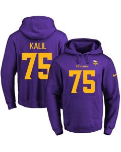 Vikings #75 Matt Kalil Purple(Gold No.) Name & Number Pullover NFL Hoodie