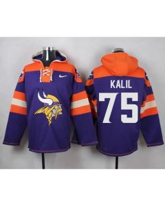 Vikings #75 Matt Kalil Purple Player Pullover NFL Hoodie