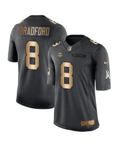 Vikings #8 Sam Bradford Black Men's Stitched NFL Limited Gold Salute To Service Jersey