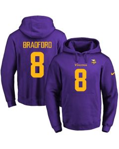 Vikings #8 Sam Bradford Purple(Gold No.) Name & Number Pullover NFL Hoodie