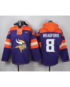 Vikings #8 Sam Bradford Purple Player Pullover NFL Hoodie