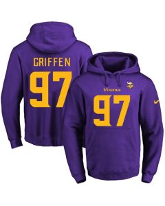 Vikings #97 Everson Griffen Purple(Gold No.) Name & Number Pullover NFL Hoodie