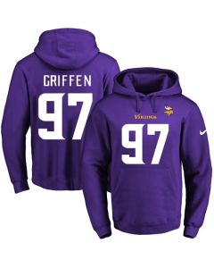 Vikings #97 Everson Griffen Purple Name & Number Pullover NFL Hoodie