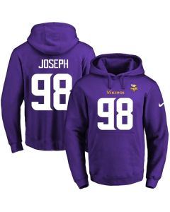 Vikings #98 Linval Joseph Purple Name & Number Pullover NFL Hoodie