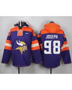 Vikings #98 Linval Joseph Purple Player Pullover NFL Hoodie