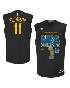 Warriors #11 Klay Thompson Black 2015 NBA Finals Champions Stitched NBA Jersey