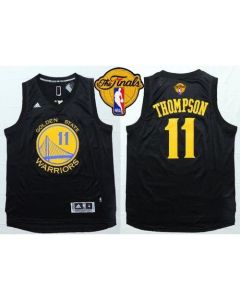 Warriors #11 Klay Thompson Black Fashion The Finals Patch Stitched NBA Jersey