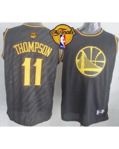 Warriors #11 Klay Thompson Black Precious Metals Fashion The Finals Patch Stitched NBA Jersey