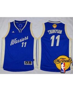 Warriors #11 Klay Thompson Blue 2015-2016 Christmas Day The Finals Patch Stitched Youth NBA Jersey