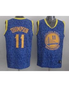 Warriors #11 Klay Thompson Blue Crazy Light Stitched NBA Jersey