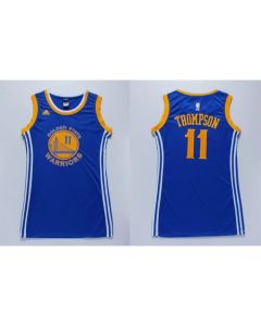 Warriors #11 Klay Thompson Blue Women's Dress Stitched NBA Jersey