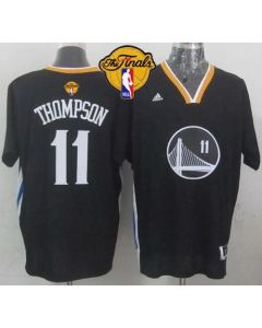 Warriors #11 Klay Thompson New Black Alternate The Finals Patch Stitched NBA Jersey