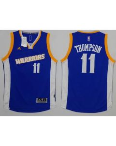Warriors #11 Klay Thompson Royal Stretch Crossover Stitched NBA Jersey