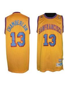 Warriors #13 Wilt Chamberlain Gold Throwback San Francisco Stitched NBA Jersey