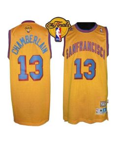 Warriors #13 Wilt Chamberlain Gold Throwback San Francisco The Finals Patch Stitched NBA Jersey