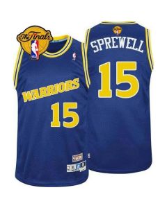 Warriors #15 Latrell Sprewell Blue Throwback The Finals Patch Stitched NBA Jersey
