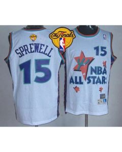 Warriors #15 Latrell Sprewell White 1995 All Star Throwback The Finals Patch Stitched NBA Jersey