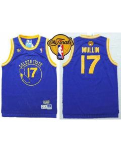 Warriors #17 Chris Mullin Blue New Throwback The Finals Patch Stitched NBA Jersey