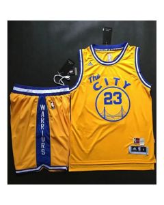 Warriors #23 Draymond Green Gold Throwback The City A Set Stitched NBA Jersey