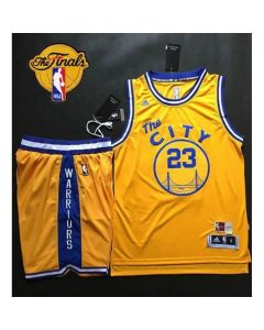 Warriors #23 Draymond Green Gold Throwback The City A Set The Finals Patch Stitched NBA Jersey