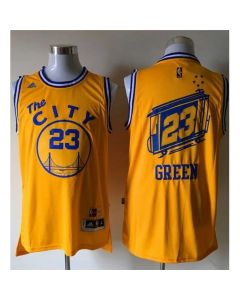 Warriors #23 Draymond Green Gold Throwback The City Stitched NBA Jersey
