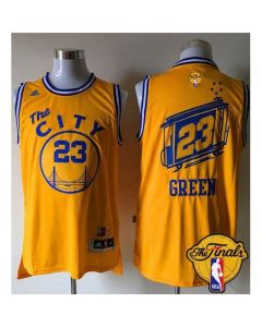 Warriors #23 Draymond Green Gold Throwback The City The Finals Patch Stitched NBA Jersey