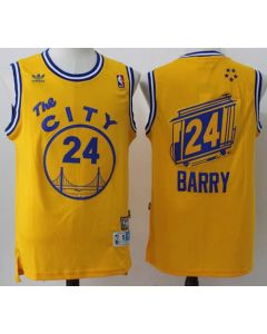 Warriors #24 Rick Barry Gold Throwback The City Stitched NBA Jersey